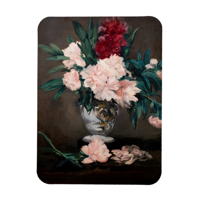 Edouard Manet - Vase of Peonies on  Small Pedestal Magnet (Vertical)