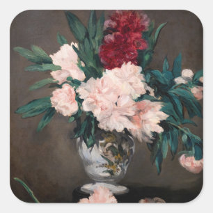 Edouard Manet - Vase of Peonies on Small Pedestal Square Sticker