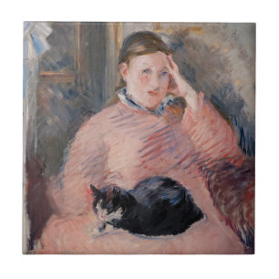 Edouard Manet - Woman with a Cat Ceramic Tile