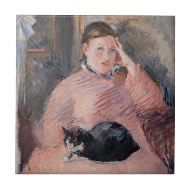 Edouard Manet - Woman with a Cat Ceramic Tile (Front)