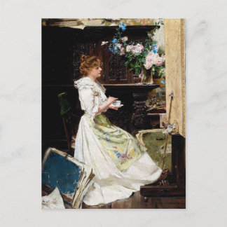 Edouard Mentha - Break of the painter in studio Postcard