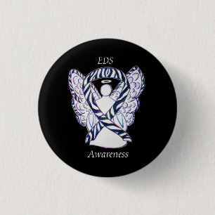 EDS Awareness Angel Zebra Stripe Ribbon Custom Pin