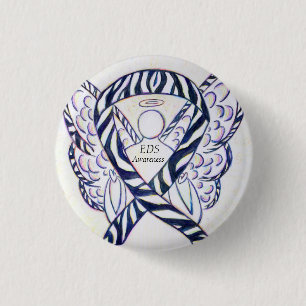 EDS Awareness Angel Zebra Stripe Ribbon Custom Pin