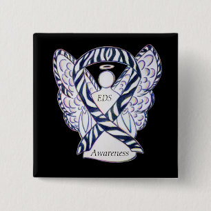 EDS Awareness Angel Zebra Stripe Ribbon Custom Pin
