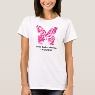 EDS Awareness Pink Zebra Butterfly T-Shirt