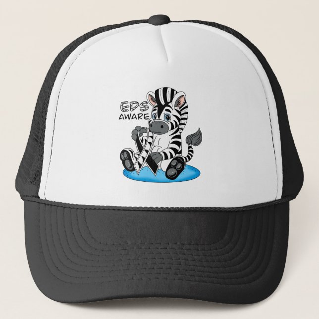 EDS Awareness Ribbon and Zebra Trucker Hat (Front)