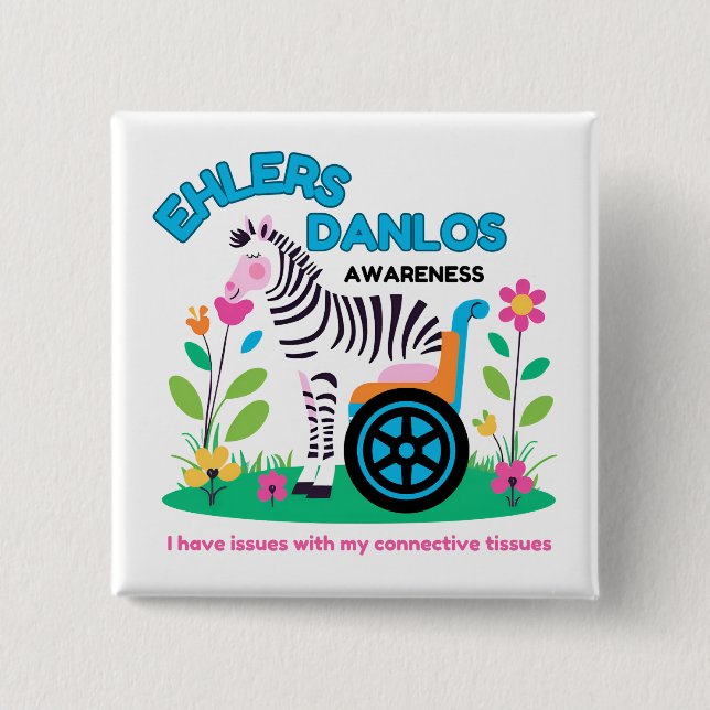 EDS Awareness Zebra Button  (Front)