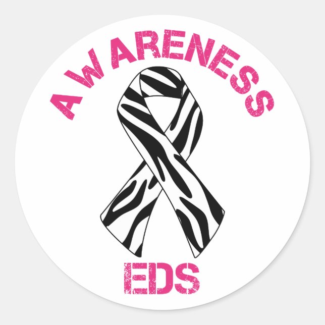EDS Awareness Zebra Ribbon Sticker (Front)