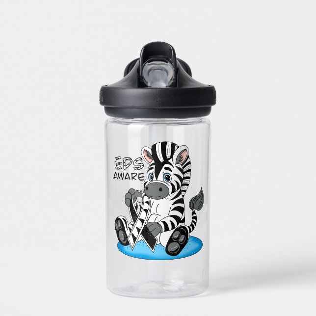 EDS Awareness Zebra Ribbon  Water Bottle (Front)