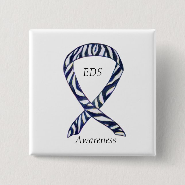 EDS Awareness Zebra Stripe Ribbon Custom Pin (Front)