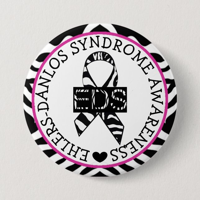EDS Ehlers-Danlos Syndrome Awareness Pink Button (Front)