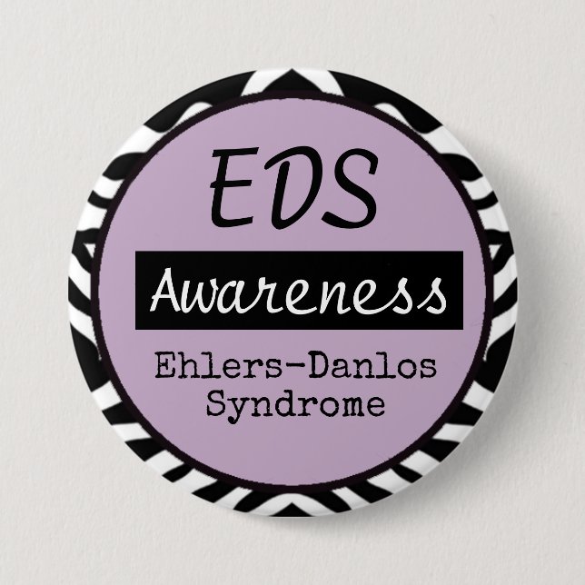 EDS Ehlers-Danlos Syndrome Awareness Zebra Button (Front)