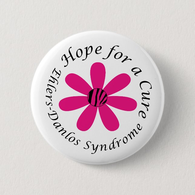 EDS Hope for a Cure Pink Flower Button (Front)