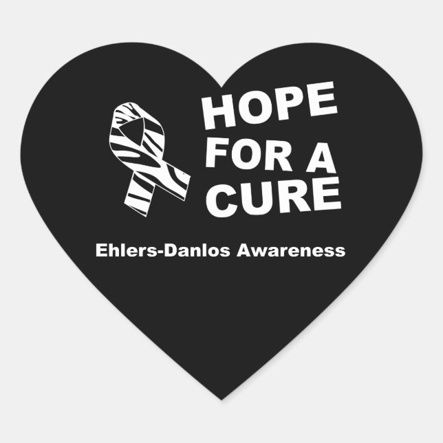 EDS Hope for a Cure Zebra Ribbon Heart Sticker (Front)