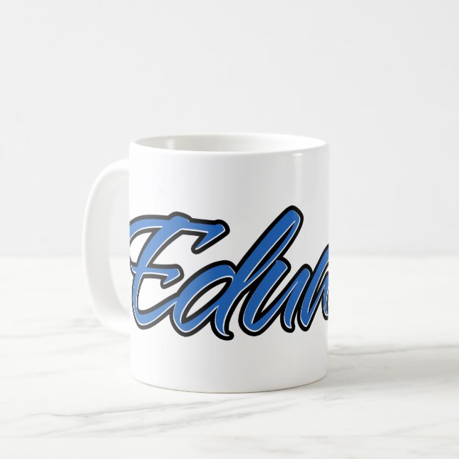 Eduard first name name blue cup coffee cup (Front Left)
