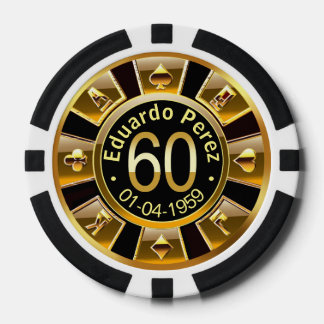Eduardo P 60th bday gold black poker chip