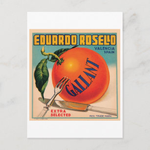 Eduardo Rosello Valencia Spain VIntage Crate Labe Postcard