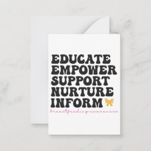 Educate Empower Support Nurture Inform Breastfeed Card