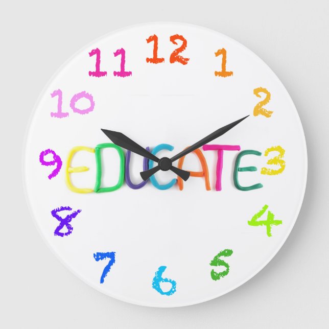 Educate in Clay with Chalk Numbers Wall Clock (Front)