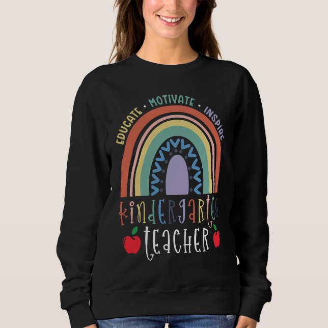 Educate Motivate Inspire Kindergarten Teacher Rain Sweatshirt (Front)