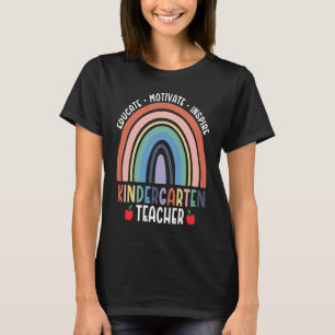 Educate Motivate Inspire Kindergarten Teacher Rain T-Shirt
