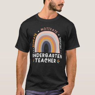 Educate Motivate Inspire Kindergarten Teacher Rain T-Shirt