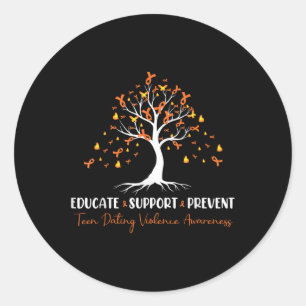 Educate Support Prevent Teen Dating Violence Aware Classic Round Sticker
