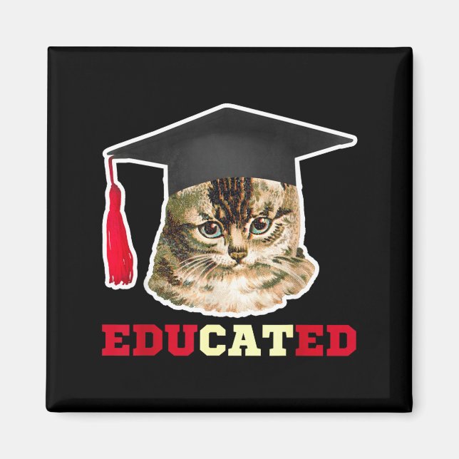 Educated cat in graduation cap funny grad gift  magnet (Front)