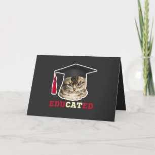 Educated Cat Wearing Graduation Cap  Card