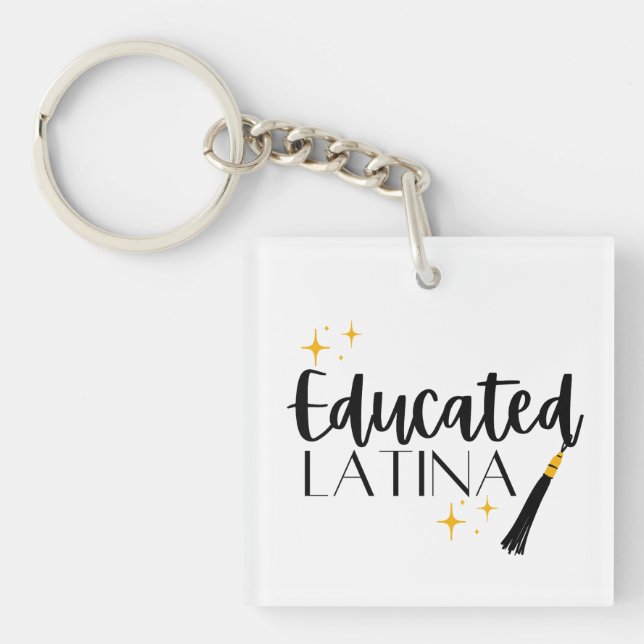 Educated Latina with Stars and Tassel Female Key Ring (Front)