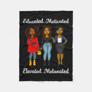 Educated Motivated Black Queen Melanin African Ame Fleece Blanket