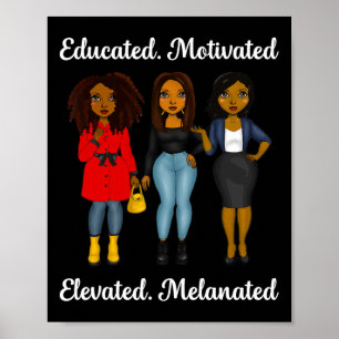 Educated Motivated Black Queen Melanin African Ame Poster