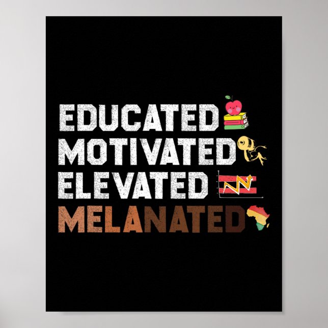 Educated Motivated Elevated Melanated African Amer Poster (Front)