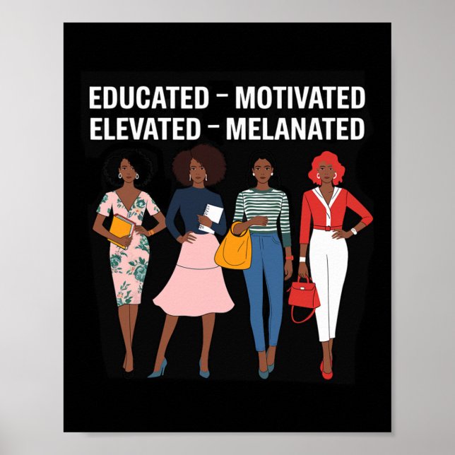 Educated Motivated Elevated Melanated Black Pride  Poster (Front)