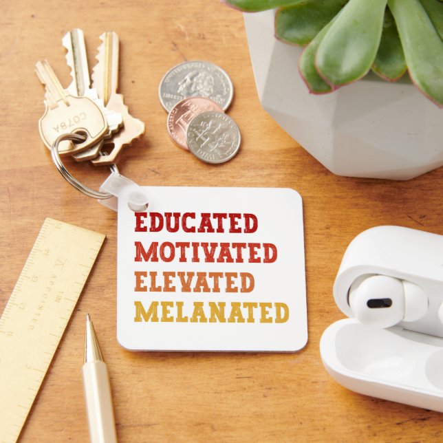 Educated Motivated Elevated Melanated Teacher Cool Key Ring (Desk)