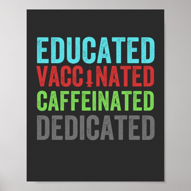 educated vaccinated caffeinated dedicated (1) poster (Front)