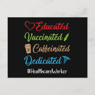Educated Vaccinated Caffeinated Dedicated Postcard
