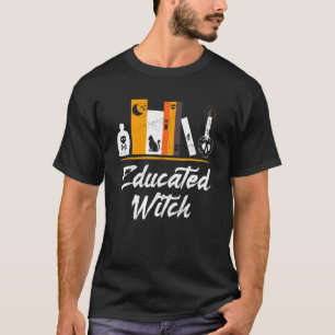 Educated Witch Spooky Book Shelf Halloween Skull B T-Shirt