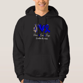 Education Awareness Peace Love Hope Blue Ribbon Hoodie
