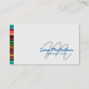 Education Childcare Colourful Edge Cursive Monogra Business Card