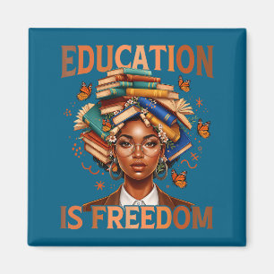 Education Freedom Black Teacher Books Artwork Magnet