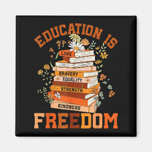 Education Freedom Black Teacher Books Illustration Magnet