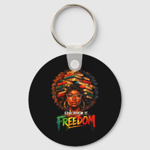 Education Freedom Black Teacher Books Key Ring