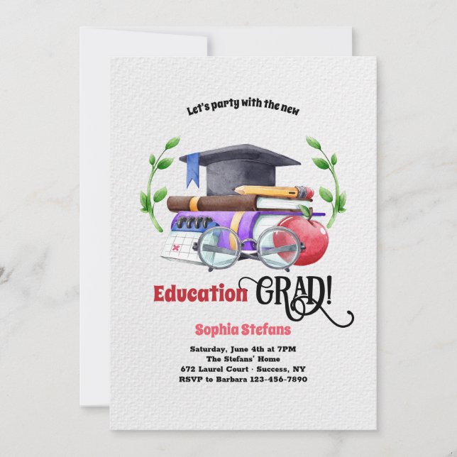 Education Graduation Party Invitation (Front)