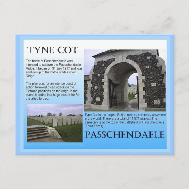 Education, History, World War I,  Tyne Cot Postcard (Front)