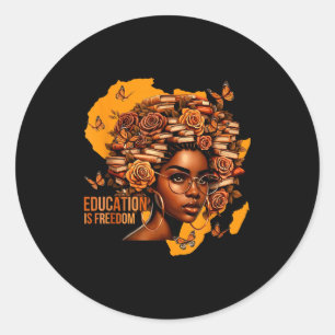 Education Is Dom Black Teacher Books Black History Classic Round Sticker