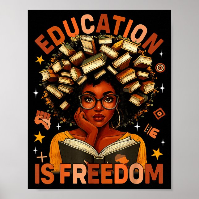 Education Is Dom Black Teacher Books Black History Poster (Front)