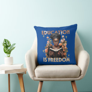 Education Is Freedom Teacher Books Black History Cushion