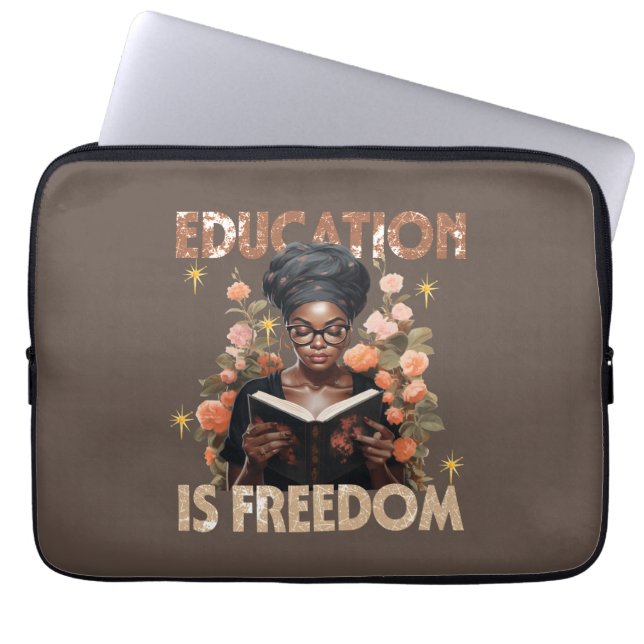 Education Is Freedom Teacher Books Black History Laptop Sleeve (Front)