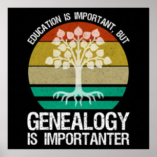 Education Is Important But Genealogy Importanter Poster